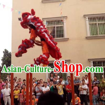 Red Professional Lion Dance Jongs Lion Dancing Zhuang Instrument 21 Pieces Set