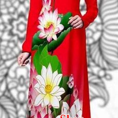 Traditional Top Grade Asian Vietnamese Costumes Classical Printing Lotus Cheongsam, Vietnam National Vietnamese Young Lady Miss Etiquette Red Ao Dai Dress