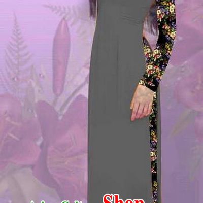 Top Grade Asian Vietnamese Costumes Classical Jing Nationality Printing Grey Cheongsam, Vietnam National Vietnamese Traditional Princess Ao Dai Dress for Women