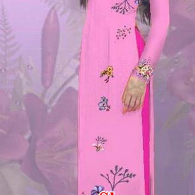 Top Grade Asian Vietnamese Costumes Classical Jing Nationality Printing Pink Cheongsam, Vietnam National Vietnamese Traditional Princess Ao Dai Dress for Women