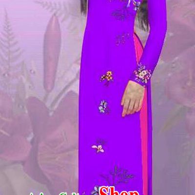 Top Grade Asian Vietnamese Costumes Classical Jing Nationality Printing Purple Cheongsam, Vietnam National Vietnamese Traditional Princess Ao Dai Dress for Women