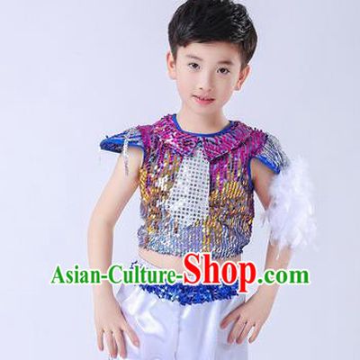 Top Grade Professional Performance Catwalks Costume, Children China Style Chorus Uniform Modern Jazz Dance Clothing for Boys Kids