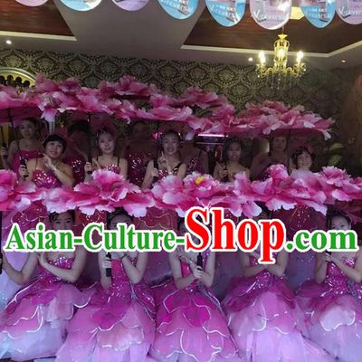 Traditional Chinese Modern Dancing Costume, Women Opening Classic Chorus Singing Group Dance Flowers Costume, Folk Dance Modern Dance Long Peony Dress for Women