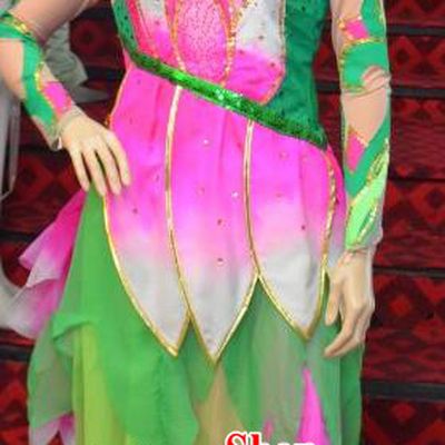Traditional Chinese Classical Dance Costume, Women Lotus Dance Clothing, Umbrella Dance Green Dress for Women