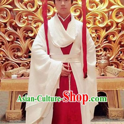 Traditional Chinese Ancient Shang Dynasty Palace Minister Costume, China Mythology Television Zhao Ge Ancient Infante Clothing and Headwear Complete Set for Men