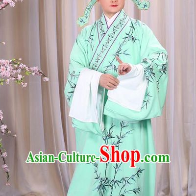 Traditional Chinese Beijing Opera Dress Clothing, China Peking Opera Young Man Costume Embroidered Bamboo Leaf Robe Opera Costumes