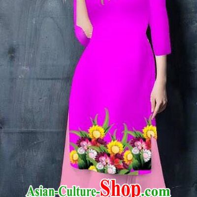 Top Grade Asian Vietnamese Costumes Classical Jing Nationality Short Cheongsam, Vietnam National Vietnamese Bride Traditional Princess Rosy Ao Dai Dress