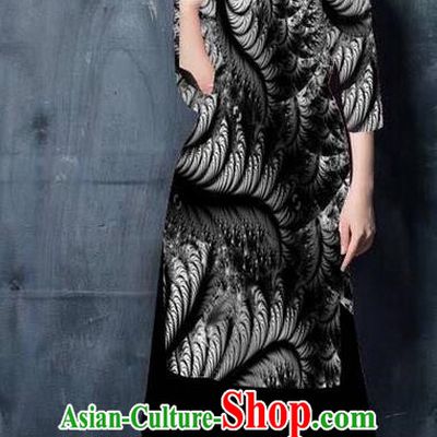 Top Grade Asian Vietnamese Costumes Classical Jing Nationality Printing Short Cheongsam, Vietnam National Vietnamese Bride Traditional Princess Black Ao Dai Dress