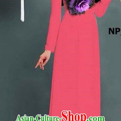 Top Grade Asian Vietnamese Costumes Classical Jing Nationality Printing Long Cheongsam, Vietnam National Clothing Bride Traditional Pink Ao Dai Dress
