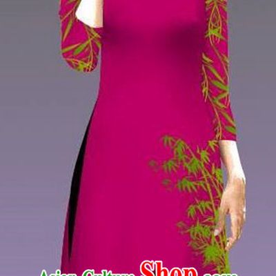 Top Grade Asian Vietnamese Costumes Classical Jing Nationality Crane Pattern Short Cheongsam, Vietnam National Clothing Bride Traditional Amaranth Ao Dai Dress