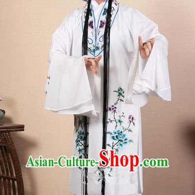 Traditional Chinese Beijing Opera Huangmei Opera Female White Clothing and Headwear Complete Set, China Peking Opera Diva Role Hua Tan Costume Embroidered Opera Costumes
