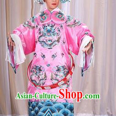 Traditional Chinese Beijing Opera Male Pink Clothing and Belts Complete Set, China Peking Opera His Royal Highness Costume Embroidered Robe Opera Costumes