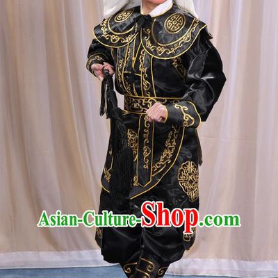 Traditional Chinese Beijing Opera Takefu Black Clothing and Shoes Complete Set, China Peking Opera Martial Role Costume Embroidered Opera Costumes