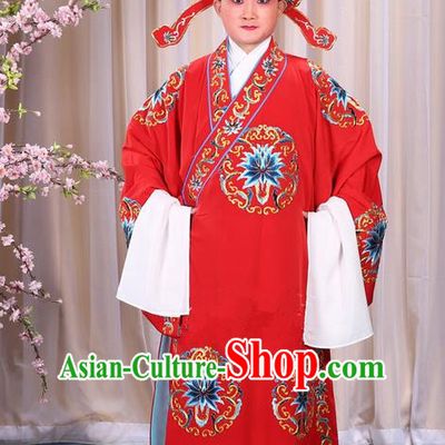 Traditional Chinese Beijing Opera Takefu Red Clothing Complete Set, China Peking Opera Martial General Role Costume Embroidered Opera Costumes