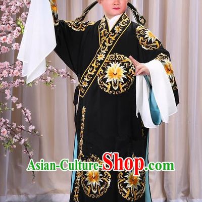 Traditional Chinese Beijing Opera Takefu Black Clothing Complete Set, China Peking Opera Martial General Role Costume Embroidered Opera Costumes