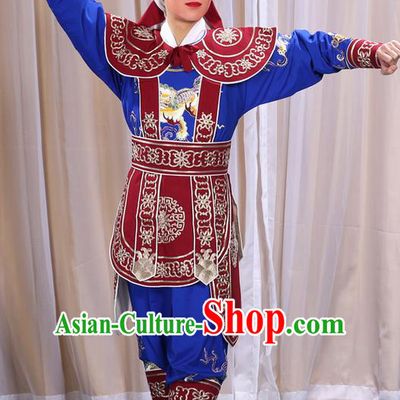 Traditional Chinese Beijing Opera Takefu Red Clothing Complete Set, China Peking Opera Martial Role Costume Embroidered Opera Costumes