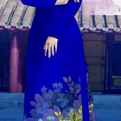 Top Grade Asian Vietnamese Costumes Classical Jing Nationality Long Royalblue Cheongsam, Vietnam National Clothing Vietnamese Bride Traditional Printing Flowers Ao Dai Dress
