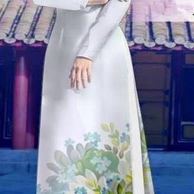 Top Grade Asian Vietnamese Costumes Classical Jing Nationality Long White Cheongsam, Vietnam National Clothing Vietnamese Bride Traditional Printing Flowers Ao Dai Dress