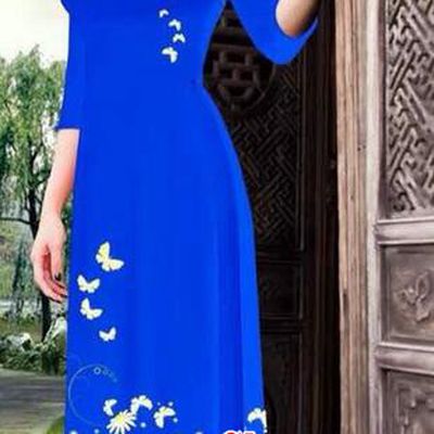 Top Grade Asian Vietnamese Clothing Classical Jing Nationality Long Cheongsam, Vietnam National Bride Traditional Printing Flowers Royalblue Ao Dai Dress for Women
