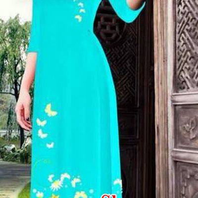 Top Grade Asian Vietnamese Clothing Classical Jing Nationality Long Cheongsam, Vietnam National Bride Traditional Printing Flowers Blue Ao Dai Dress for Women
