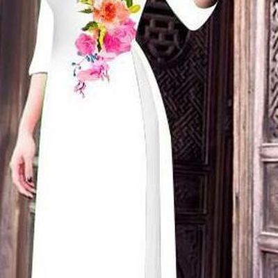 Top Grade Asian Vietnamese Costumes Classical Jing Nationality Long Cheongsam, Vietnam National Clothing Vietnamese Bride Traditional Printing White Ao Dai Dress