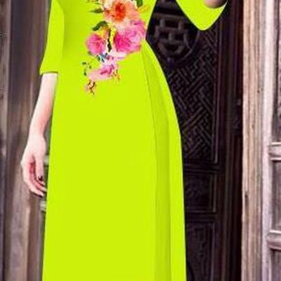 Top Grade Asian Vietnamese Costumes Classical Jing Nationality Long Cheongsam, Vietnam National Clothing Vietnamese Bride Traditional Printing Green Ao Dai Dress