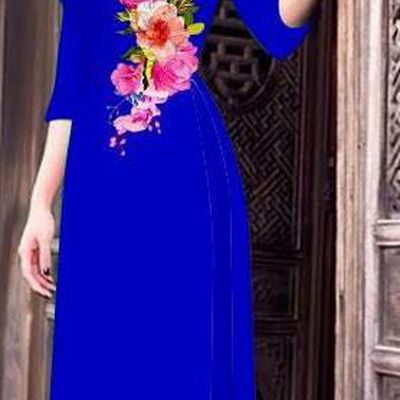 Top Grade Asian Vietnamese Costumes Classical Jing Nationality Long Cheongsam, Vietnam National Clothing Vietnamese Bride Traditional Printing Royalblue Ao Dai Dress