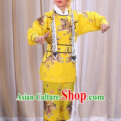 Traditional Chinese Beijing Opera Takefu Yellow Pawn Clothing Complete Set, China Peking Opera Martial Role Costume Embroidered Opera Costumes