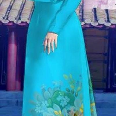 Top Grade Asian Vietnamese Costumes Classical Jing Nationality Long Blue Cheongsam, Vietnam National Clothing Vietnamese Bride Traditional Printing Flowers Ao Dai Dress