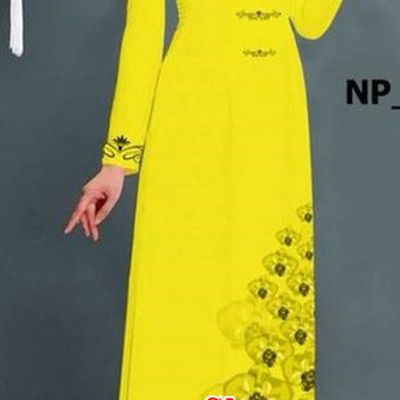 Traditional Top Grade Asian Vietnamese Jing Nationality Ha Festival Long Ao Dai Dress, Vietnam National Bride Printing Yellow Stand Collar Cheongsam Costumes for Women