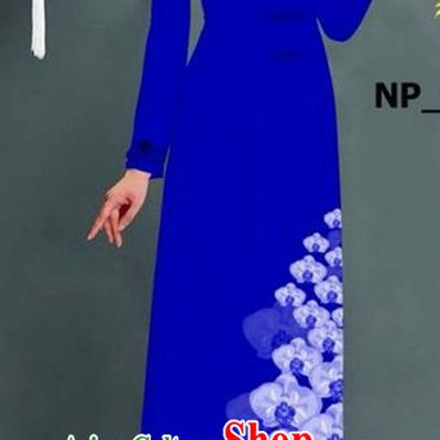 Traditional Top Grade Asian Vietnamese Jing Nationality Ha Festival Long Ao Dai Dress, Vietnam National Bride Printing Royalblue Stand Collar Cheongsam Costumes for Women