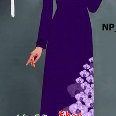 Traditional Top Grade Asian Vietnamese Jing Nationality Ha Festival Long Ao Dai Dress, Vietnam National Bride Printing Purple Stand Collar Cheongsam Costumes for Women