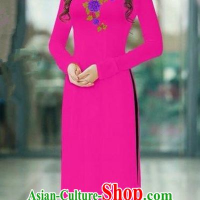 Traditional Top Grade Asian Vietnamese Ha Festival Rosy Long Ao Dai Dress, Vietnam National Jing Nationality Printing Cheongsam Costumes for Women