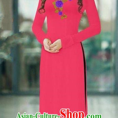 Traditional Top Grade Asian Vietnamese Ha Festival Red Long Ao Dai Dress, Vietnam National Jing Nationality Printing Cheongsam Costumes for Women