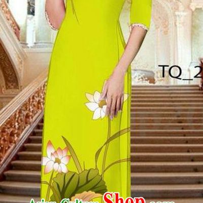 Traditional Top Grade Asian Vietnamese Ha Festival Long Green Ao Dai Dress, Vietnam National Jing Nationality Printing Lotus Cheongsam Costumes for Women