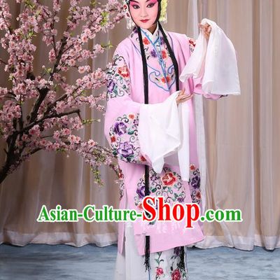 Traditional Chinese Beijing Opera Shaoxing Opera Young Female Pink Clothing and Headwear Shoes Complete Set, China Peking Opera Diva Role Hua Tan Costume Embroidered Opera Bride Costumes