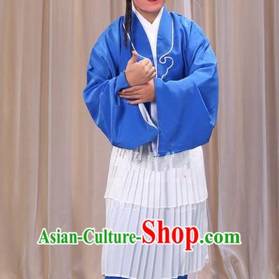 Traditional Chinese Beijing Opera Clown Blue Clothing and Shoes Headwear Complete Set, China Peking Opera Miscellaneous Affairs Costume Opera Wu Dalang Costumes