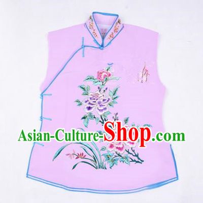Traditional Chinese Beijing Opera Servant Girl Light Purple Vests, China Peking Opera Young Lady Costume Embroidered Opera Waistcoat Costumes