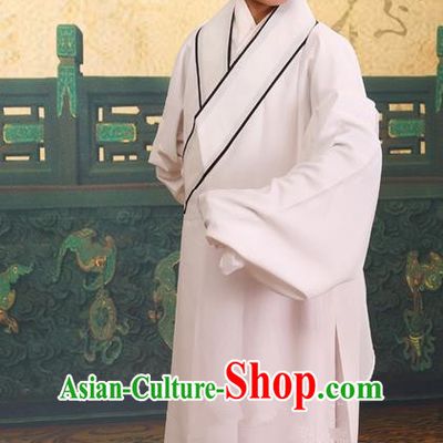 Traditional Chinese Beijing Opera Children Scholar White Clothing and Headwear Shoes Complete Set, China Peking Opera Young Man Costume Xu Xian Robe Opera Costumes for Kids