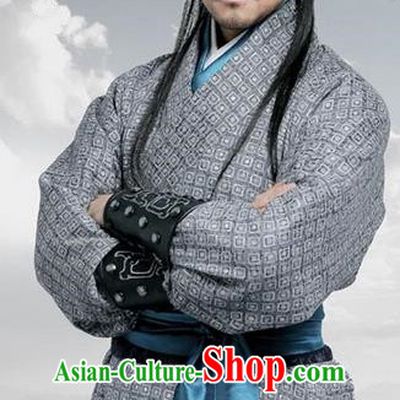 Traditional Chinese Ancient Warring States Time Swordsman Costume, Song of Phoenix Chu Dynasty Assassin Clothing and Handmade Headpiece Complete Set for Men