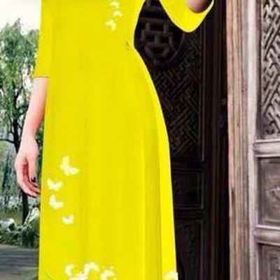 Traditional Top Grade Asian Vietnamese Ha Festival Printing Ao Dai Dress, Vietnam National Jing Nationality Long Yellow Cheongsam Costumes for Women