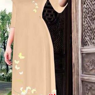 Traditional Top Grade Asian Vietnamese Ha Festival Printing Ao Dai Dress, Vietnam National Jing Nationality Long Khaki Cheongsam Costumes for Women
