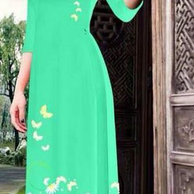 Traditional Top Grade Asian Vietnamese Ha Festival Printing Ao Dai Dress, Vietnam National Jing Nationality Long Green Cheongsam Costumes for Women