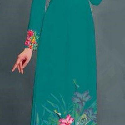 Traditional Top Grade Asian Vietnamese Ha Festival Printing Model Ao Dai Dress, Vietnam National Jing Nationality Green Cheongsam Costumes for Women
