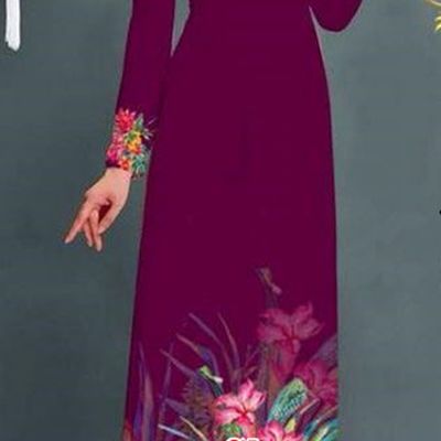 Traditional Top Grade Asian Vietnamese Ha Festival Printing Model Ao Dai Dress, Vietnam National Jing Nationality Amaranth Cheongsam Costumes for Women
