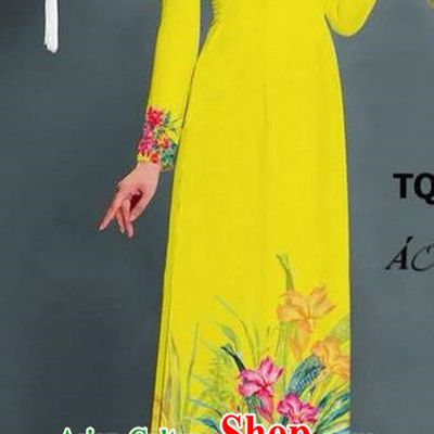 Traditional Top Grade Asian Vietnamese Ha Festival Printing Model Ao Dai Dress, Vietnam National Jing Nationality Yellow Cheongsam Costumes for Women
