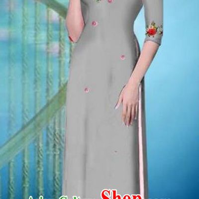 Traditional Top Grade Asian Vietnamese Ha Festival Printing Model Ao Dai Dress, Vietnam National Jing Nationality Princess Grey Cheongsam Costumes for Women