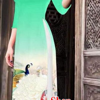 Traditional Top Grade Asian Vietnamese Ha Festival Printing Peony Light Green Ao Dai Dress, Vietnam National Jing Nationality Princess Cheongsam Costumes for Women