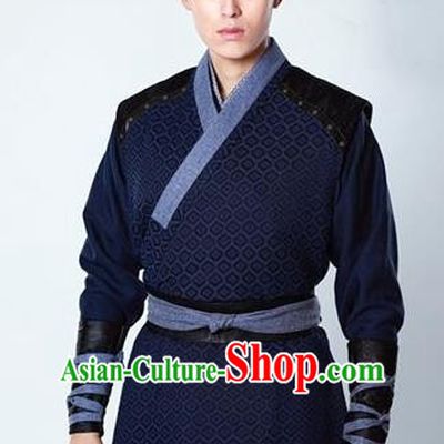 Traditional Chinese Ancient Ming Dynasty Swordsman Assassin Costumes and Handmade Headpiece Complete Set, New Dragon Gate Inn Imperial Guards Robe Clothing for Men