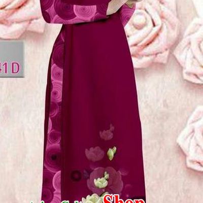 Traditional Top Grade Asian Vietnamese Ha Festival 3D Printing Bride Ao Dai Dress, Vietnam National Jing Nationality Princess Amaranth Cheongsam Costumes for Women